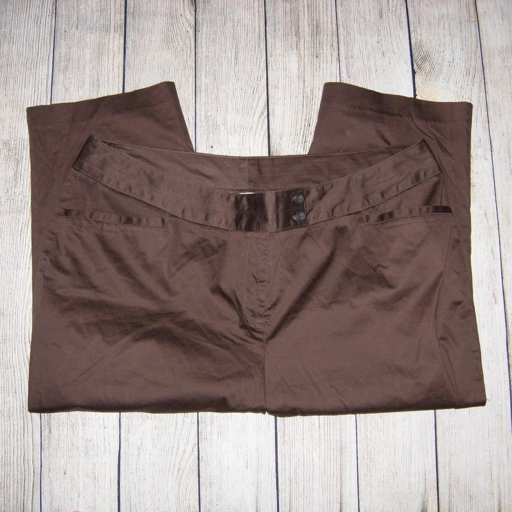 Lane Bryant Brown Cropped Pants 24 - Picture 2 of 7